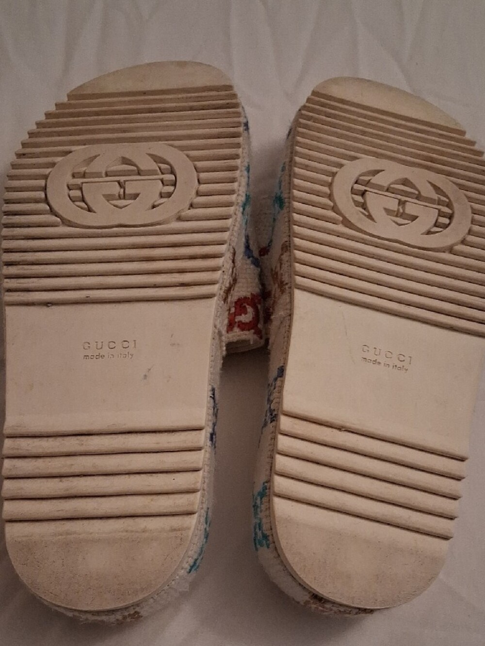 FAUX Gucci Women's Multicolor GG Embroidered White Slide SLIDES - Picture 3 of 5